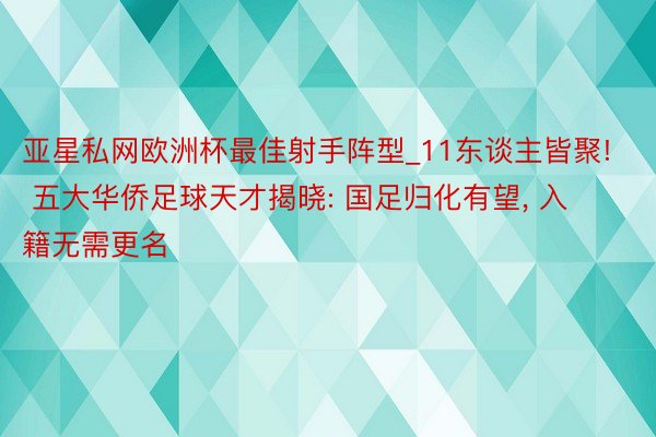 亚星私网欧洲杯最佳射手阵型_11东谈主皆聚! 五大华侨足球天才揭晓: 国足归化有望, 入籍无需更名