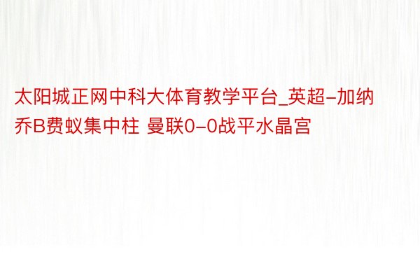 太阳城正网中科大体育教学平台_英超-加纳乔B费蚁集中柱 曼联0-0战平水晶宫